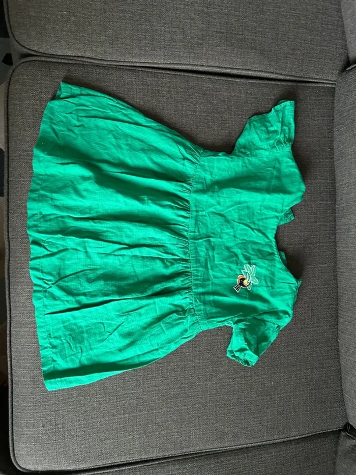 Robe bebe fille, manches courtes, catimini, verte, 2 ans