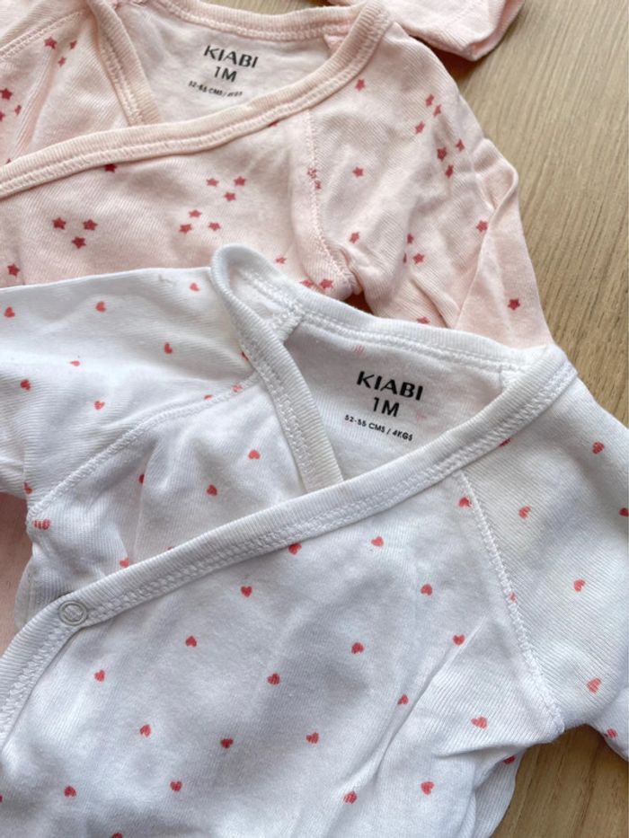 Lot de 3 bodies en coton manches longues bébé fille 1 mois - photo numéro 2