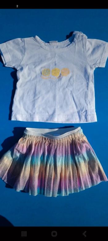Ensemble jupe arc en ciel brillante et tee-shirt 3 mois