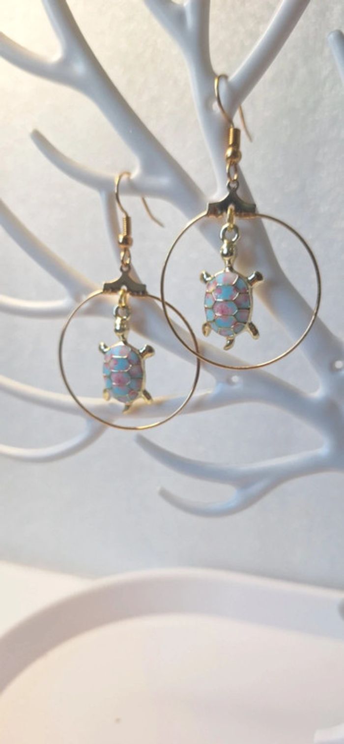 Boucles d’oreilles tortues anneau - photo numéro 2