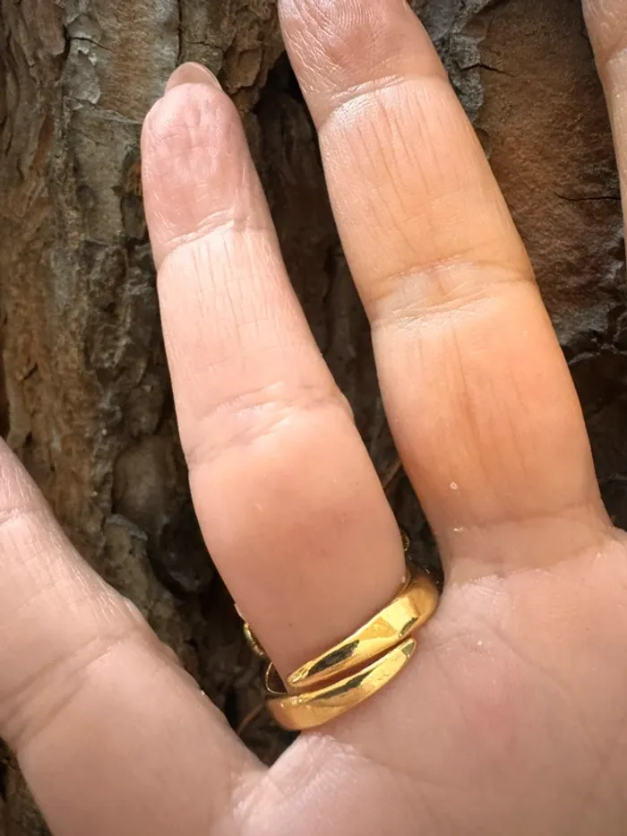bague habaha Paris  véritable œil de tigre et pierres d’eaux douces acier inoxydable or réglable - photo numéro 4