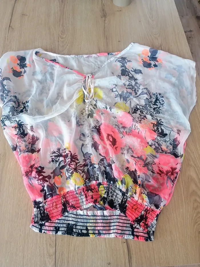 Blouse fluide transparente T42 imprimé floral - photo numéro 4