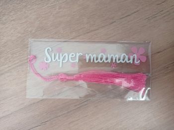 Marque page transparent super maman fleur rose