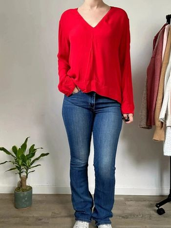 Blouse légère col V rouge vif - Taille 38 - Neuf sans étiquette