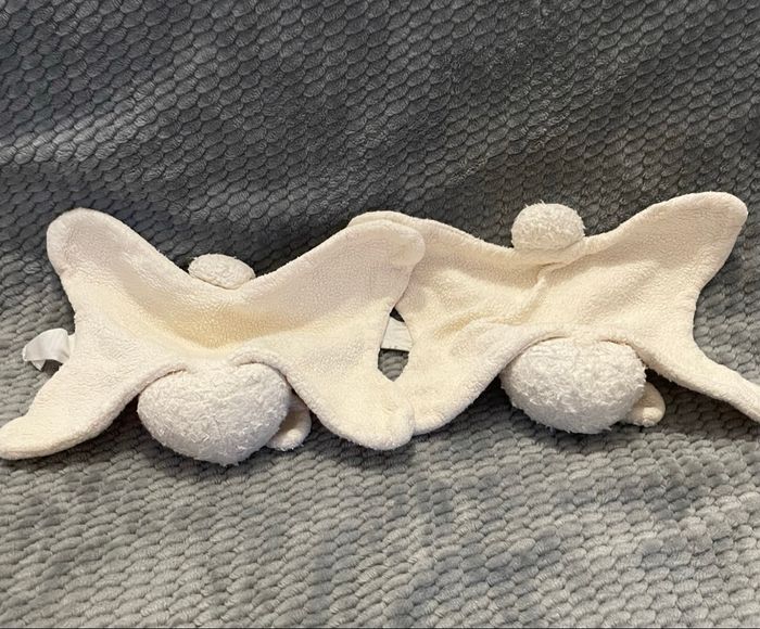 Doudou plat Anika lapin blanc écru coton Bio Franck & Fischer - photo numéro 2