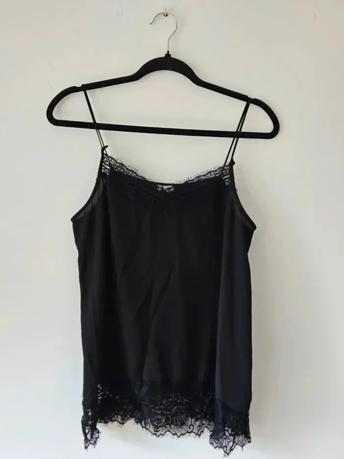 Débardeur fluide et léger, noir avec dentelle Pimkie taille 38/M