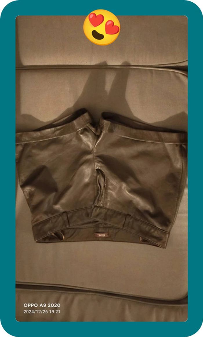 Short marron, en cuir d' agneau, Gratin de Malice, taille 40