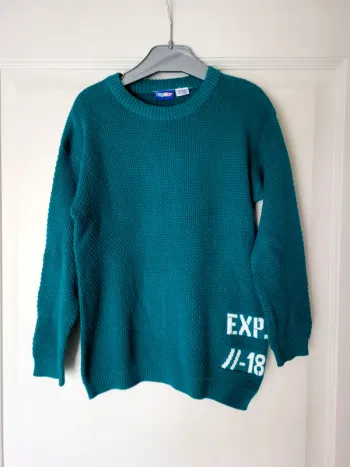 Pull enfant neuf jolie maille 100% coton verte