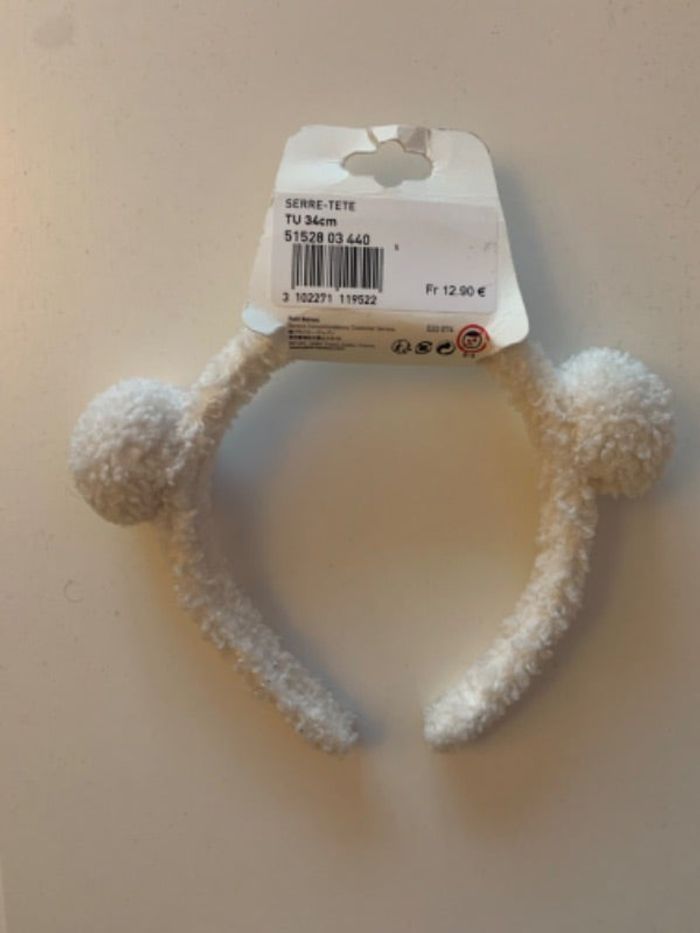 Serre tête fourrure petit bateau 3 mois crème