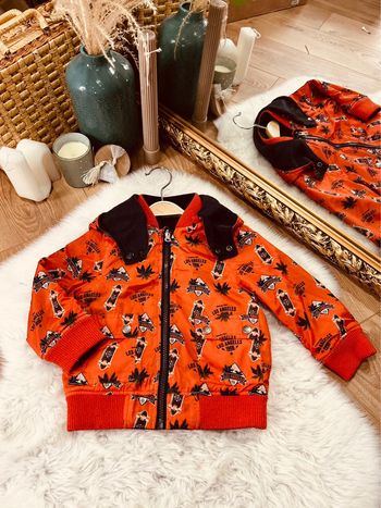 Taille 2 ans veste réversible garçon orchestra bleu marine et orange * los angeles * 💙