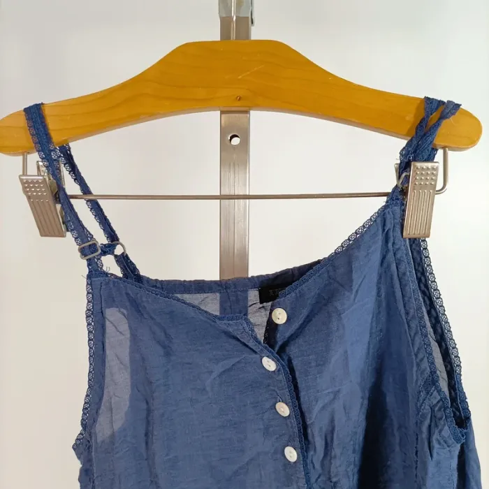 Débardeur bleu IKKS taille M fines bretelles boutonné léger bohème chic été A1287 - photo numéro 2