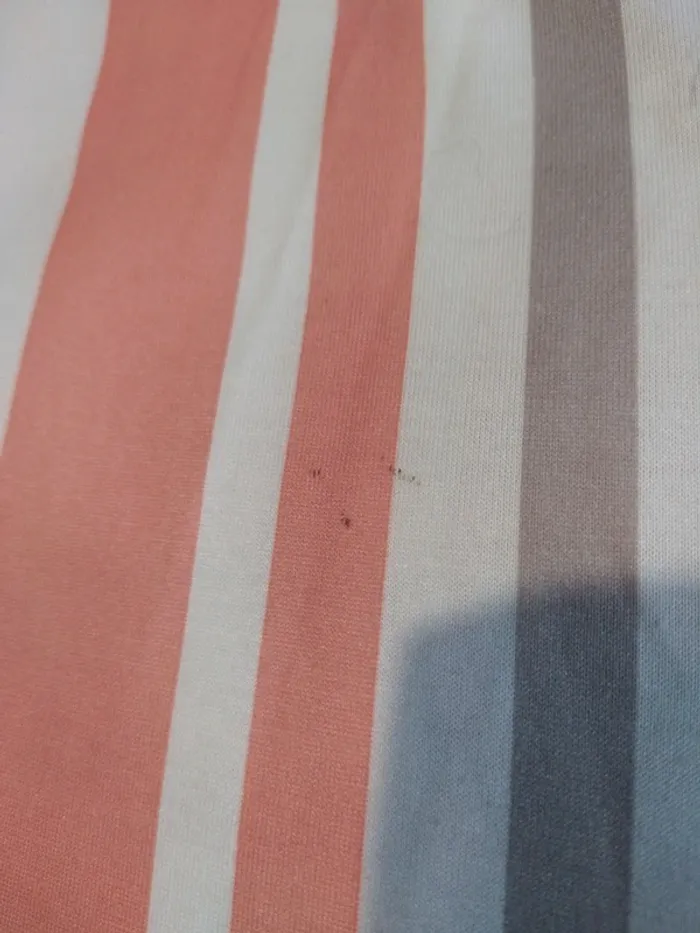 Robe rayée rayures printemps été corail gris vintage bouton - photo numéro 6