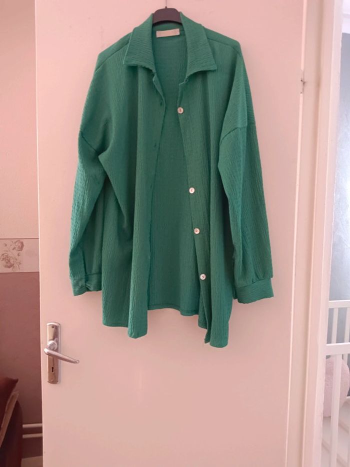 ensemble pantalon chemise vert