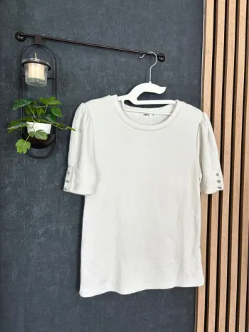 Pull blanc Gémo manches courtes boutons – Taille M