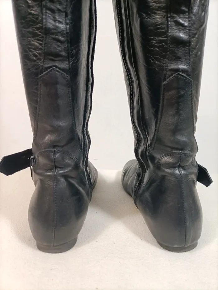 Cuissardes sans talon 37 femme - bottes hautes plates - photo numéro 7
