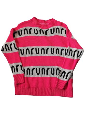 Pull rose et blanc taille unique