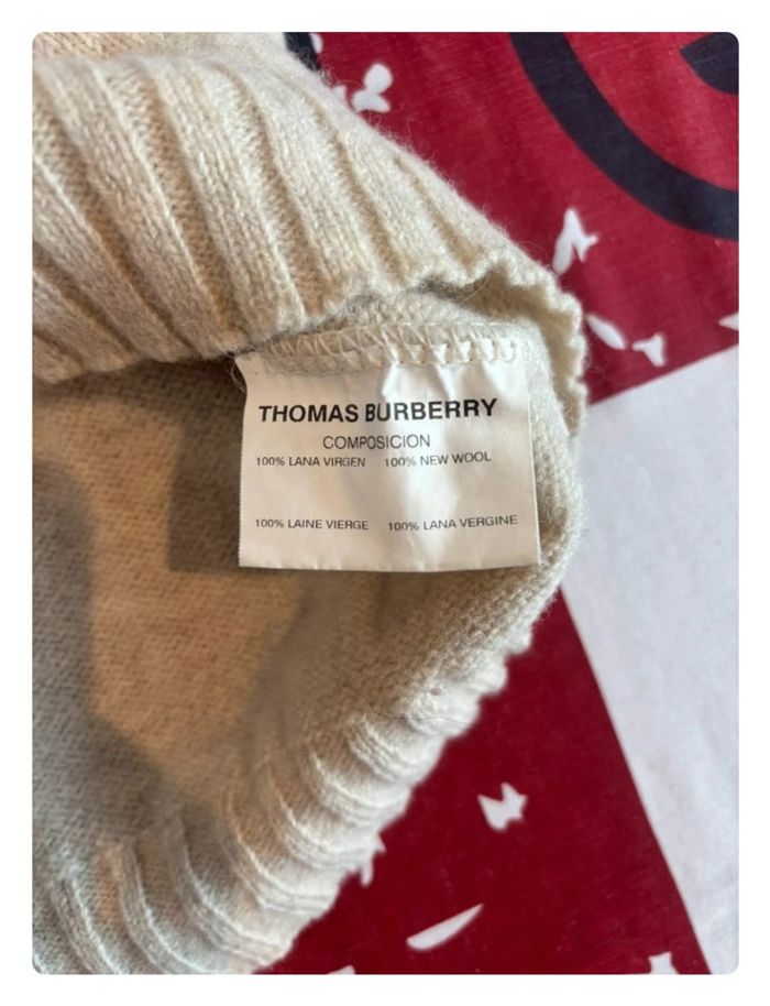 Pull Thomas Burberry xs beige motif brodé - photo numéro 9