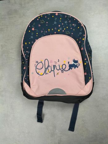 Sac à dos Chipie – Motif fleuri bleu marine et rose