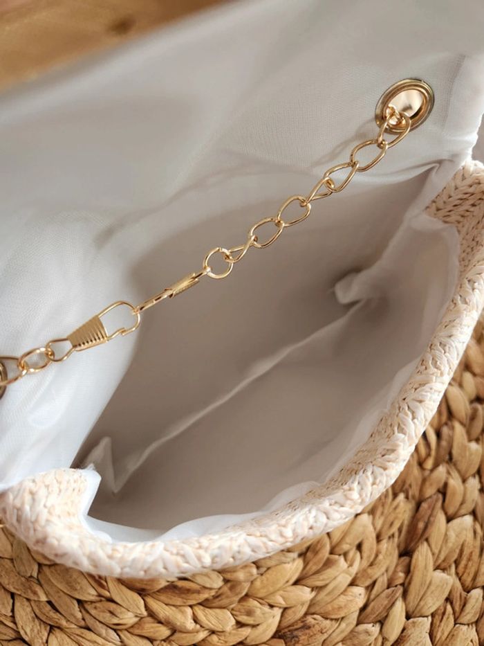Sac/ pochette en paille tresée beige - photo numéro 7