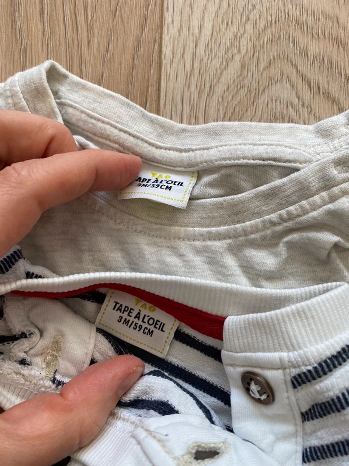 Lot de 4 tshirts manches longues 3 mois très bon etat okaidi - photo numéro 7