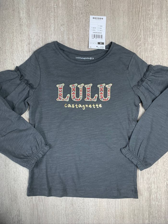 T-shirt ML avec inscription brodée - taille 6 ans - neuf - photo numéro 2