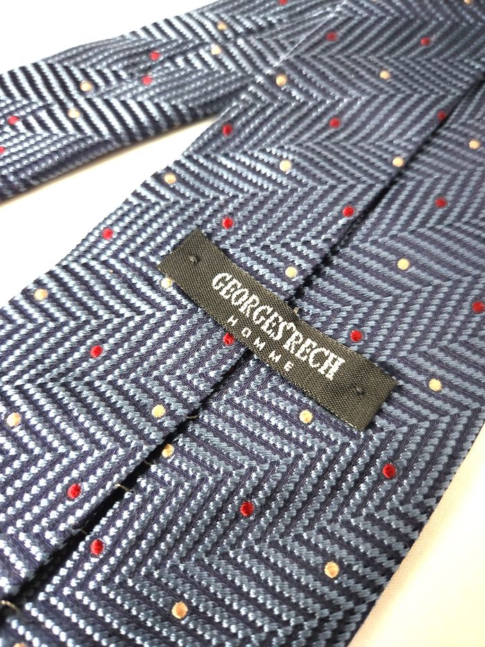 Cravate en Soie Georges Rech - Motif Chevron Pois Rouge & Or - Vintage Luxe - photo numéro 4