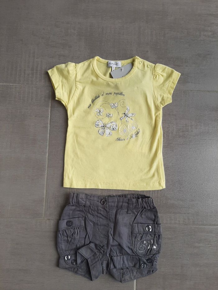 Tee shirt manche courte + short bébé fille 6 mois