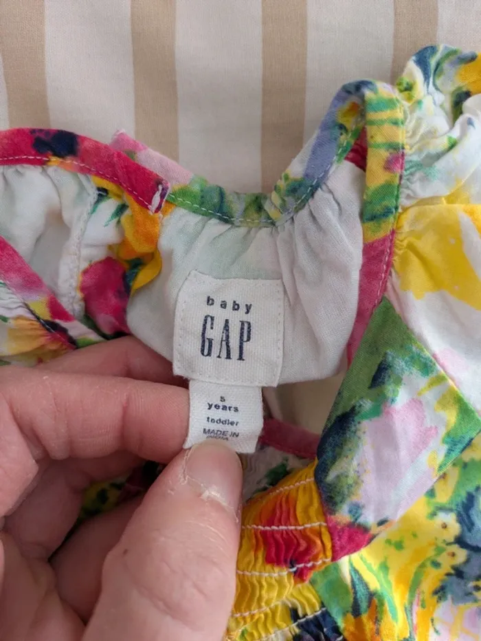 Robe Fleurie Baby Gap - 5 Ans (110 cm) - Coton Doublé - Smockée - photo numéro 3