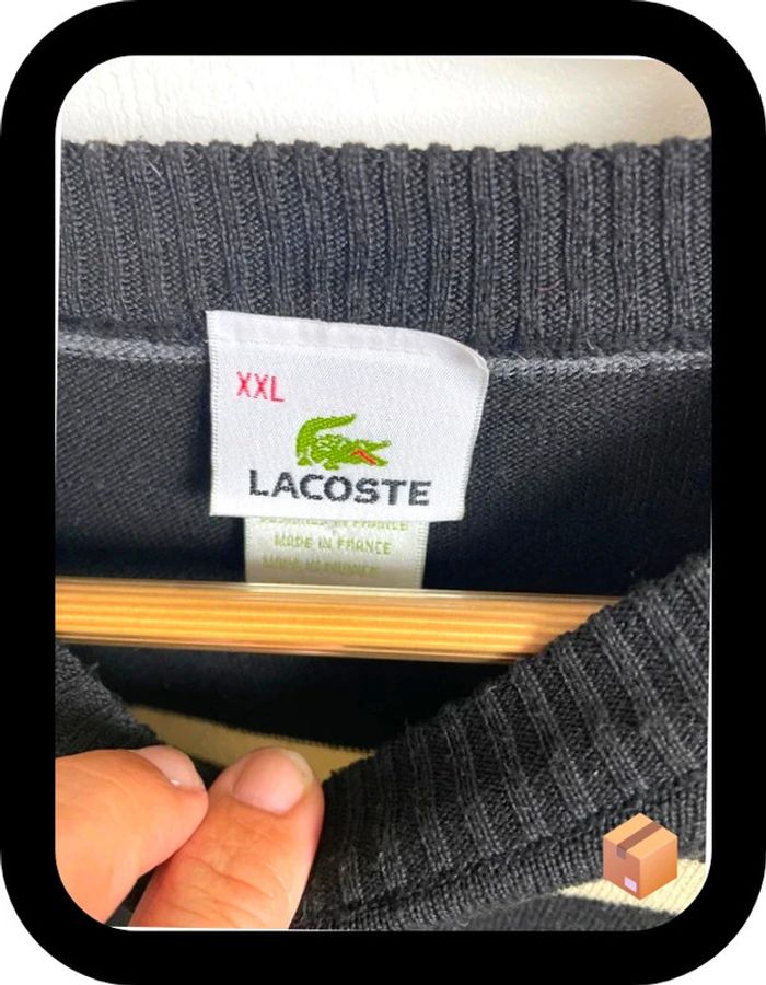 Pull Lacoste – Taille XXL – Noir, gris et beige – Très bon état - photo numéro 4