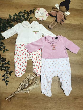 Lot de 2 pyjamas velour 6M fille 