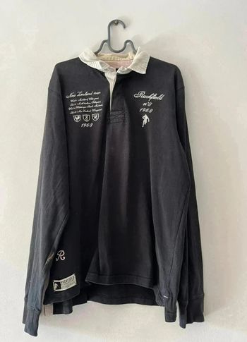 Polo homme manches longues – noir & blanc – Ruckfield – Taille L