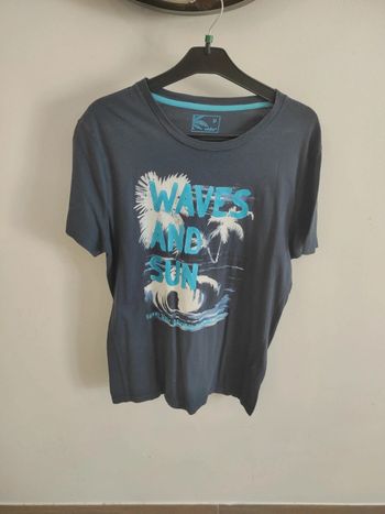 T-shirt homme bleue marine motifs vague M