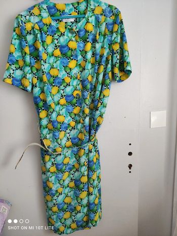 Robe bleu jaune vert Huguet Paris