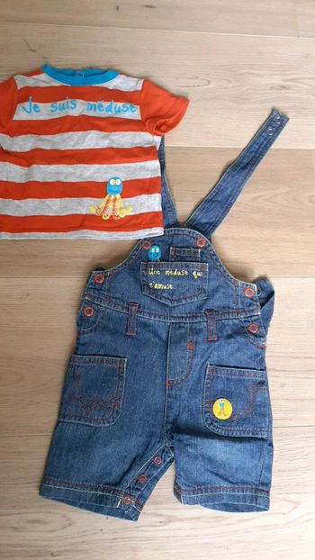 Ensemble salopette jean short 3 mois