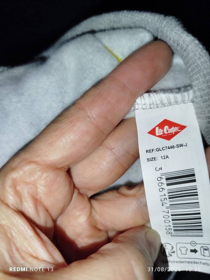 Sweat capuche Lee Cooper 12 ans neuf - photo numéro 7