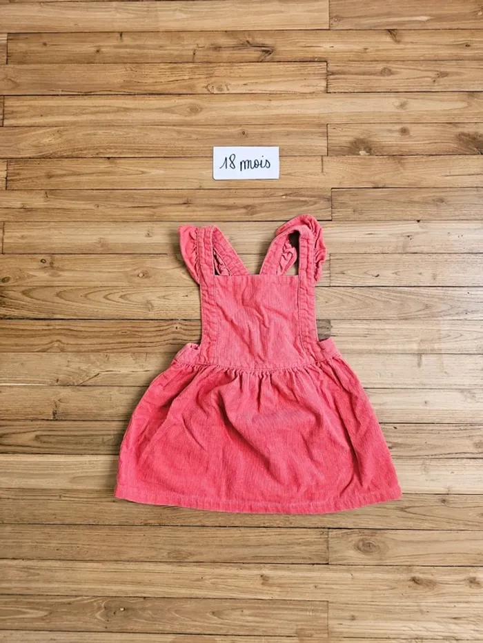 Robe à bretelles en velours corail bébé fille 18 mois