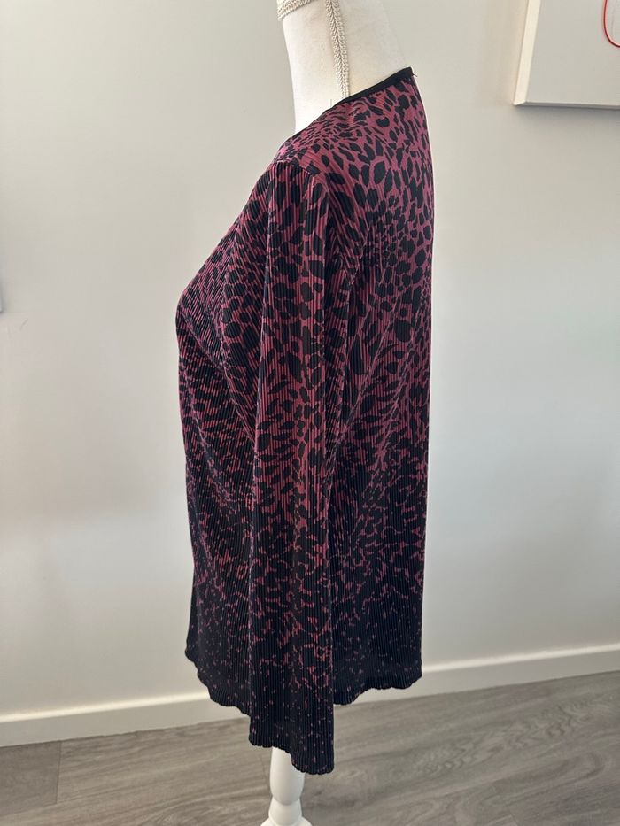 Blouse plissée léopard rose et noire Vintage T42/44 XL/XXL - photo numéro 9