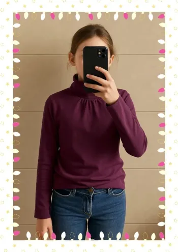 T-shirt col roulé violet fille 10 ans – Du Pareil Au Même