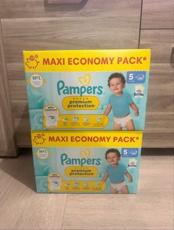 Lot de 2 paquets de couche Pampers Premium Protection taille 5 - 160 couches 