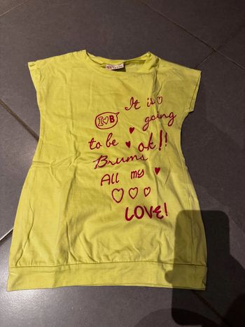 T shirt manches courtes avec quelques sequins - Brums - Cœurs / I love B - Jaune - 6 ans