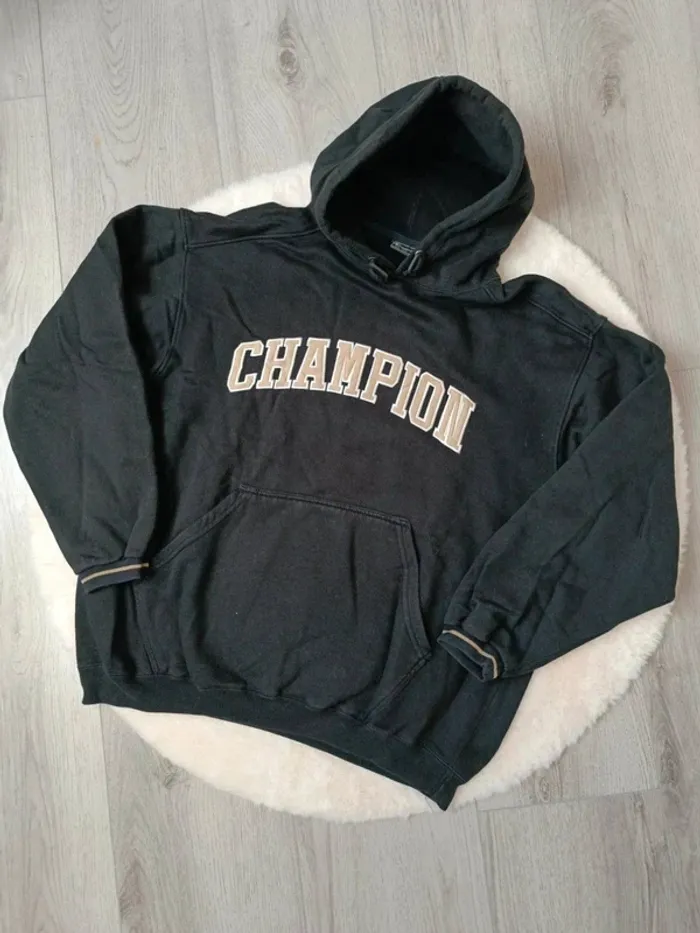 Sweat à capuche Champion noir XXL 🖤 logo brodé - photo numéro 2