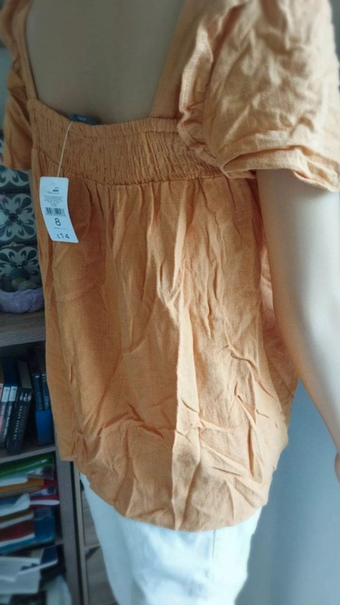 Top haut blouse orange femme taille s - photo numéro 12