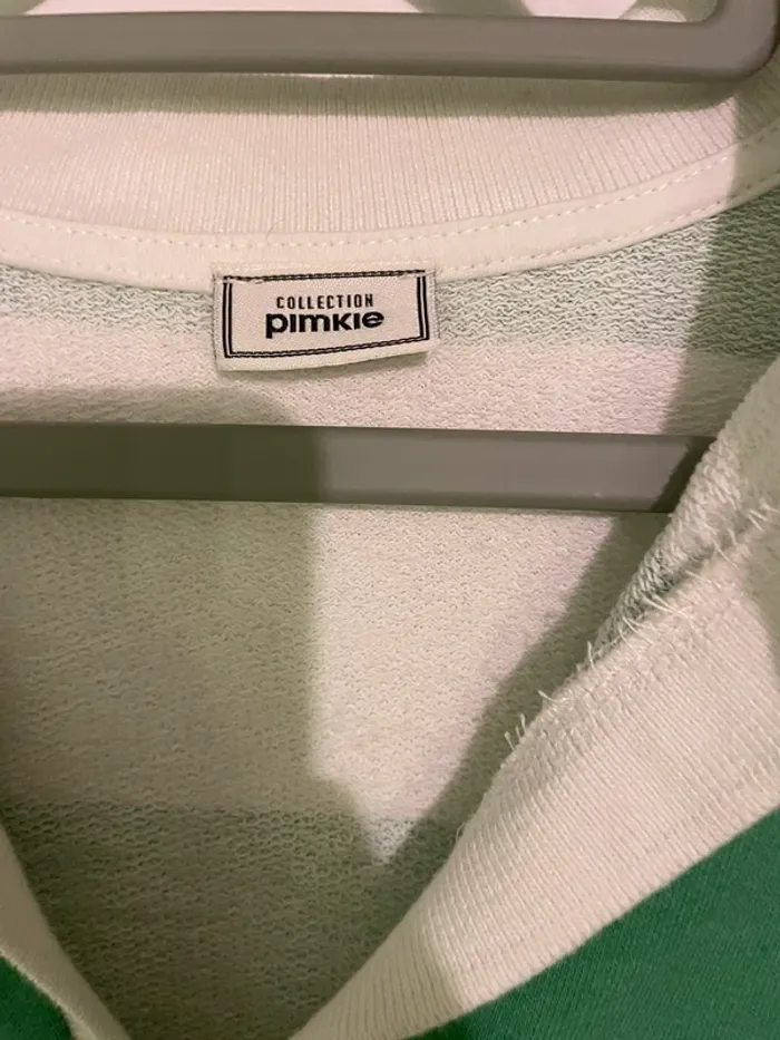 Polo rayée vert et blanc femme taille 36 de marque Pimkie très bon état - photo numéro 2