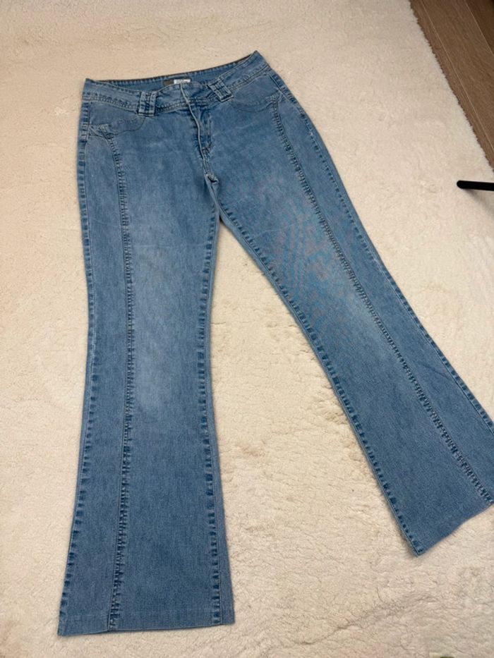 Jeans taille Base évasé bootcut Vintage Bleu Y2k 00’s - photo numéro 2