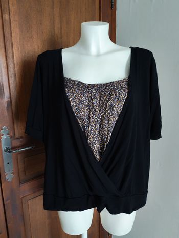 Haut t-shirt noir avec imprimé t54/56 In Extenso