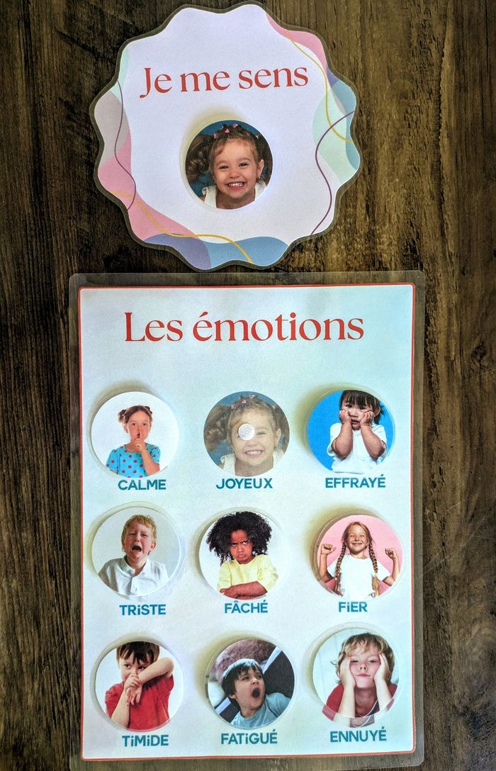 Affiche Montessori A4 plastifiée activité sur  les émotions + panneau " je me sens"