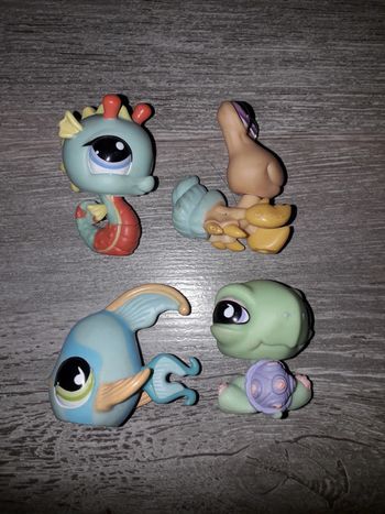 4 little petshop tortue poisson bernard l'hermite et hippocampe