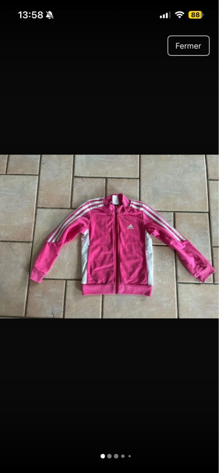 Veste de sport zip rose marque ADIDAS taille 7-8 ans
