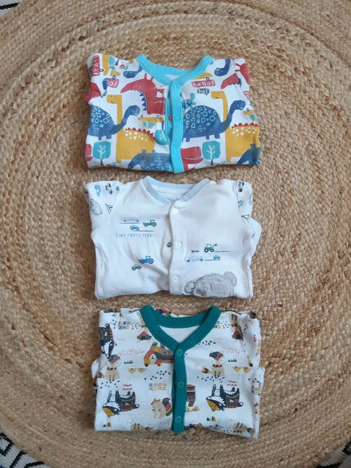 Lot de 3 pyjamas fins 1 pièce 3 mois
