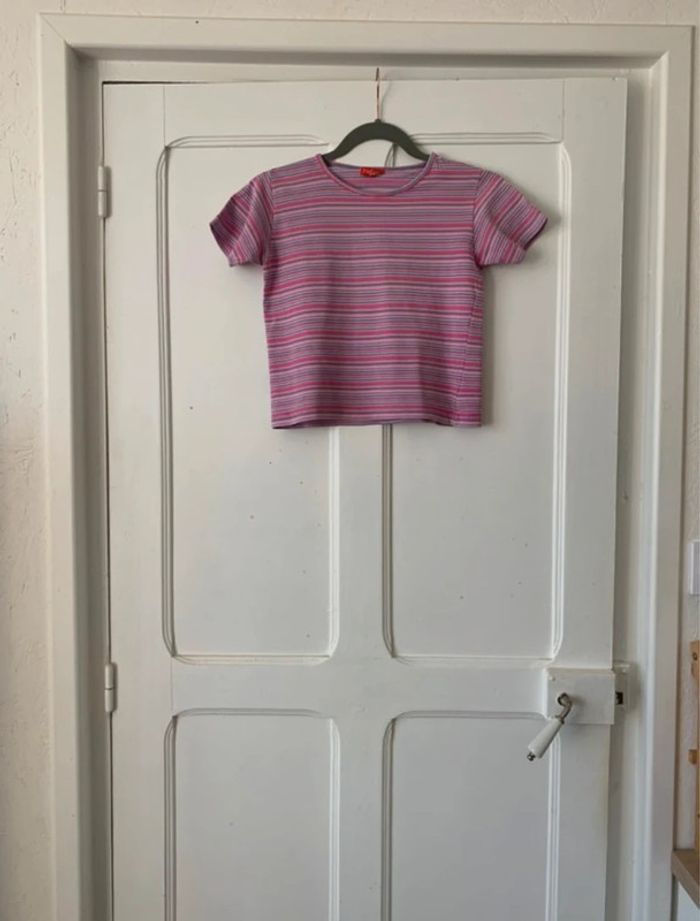 T-shirt à rayures rose/violet fille - 6 ans Tisaia